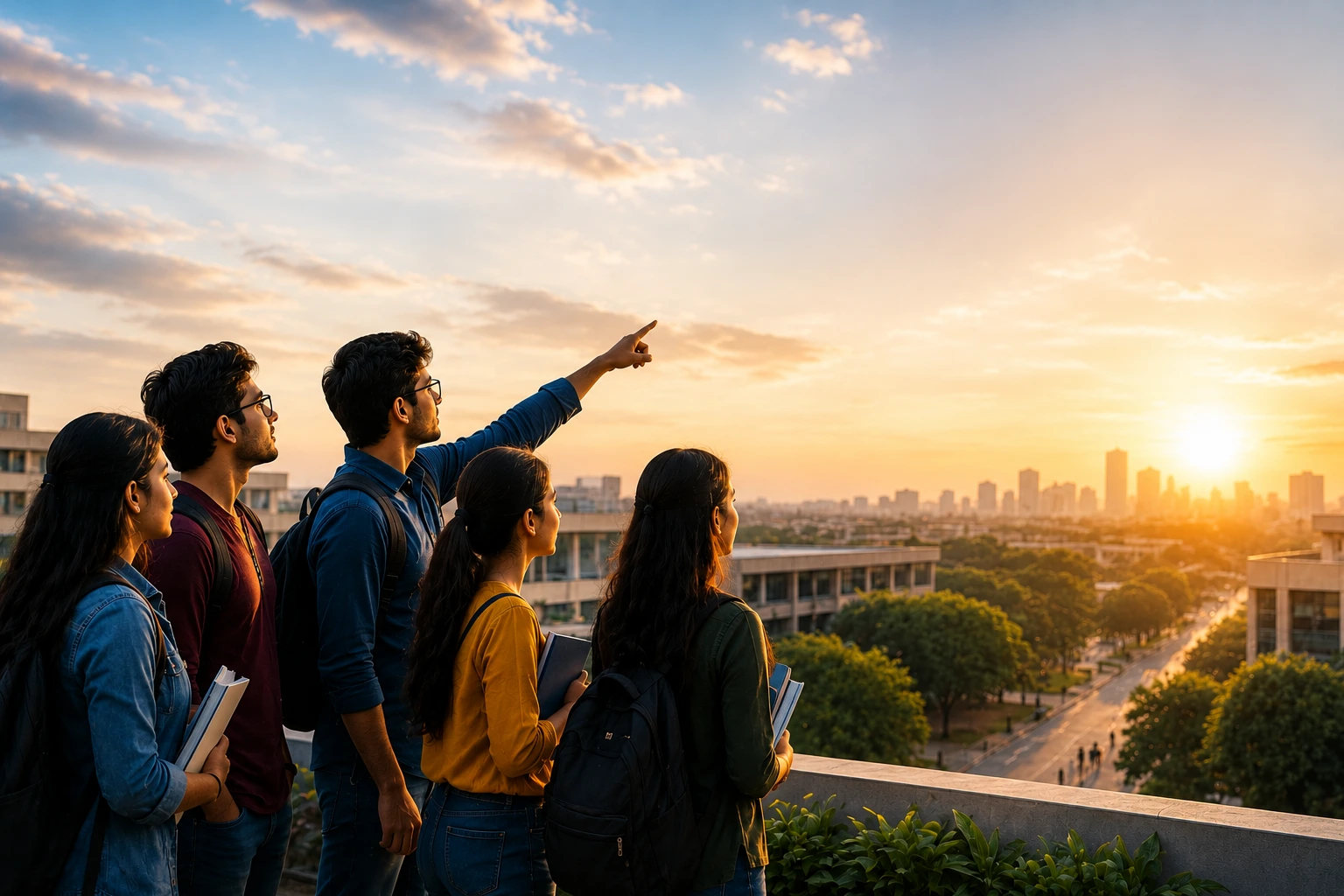 Students looking ahead towards their vision